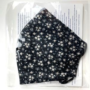 Tory Burch Designer Face Mask- Black/ Cream Floral